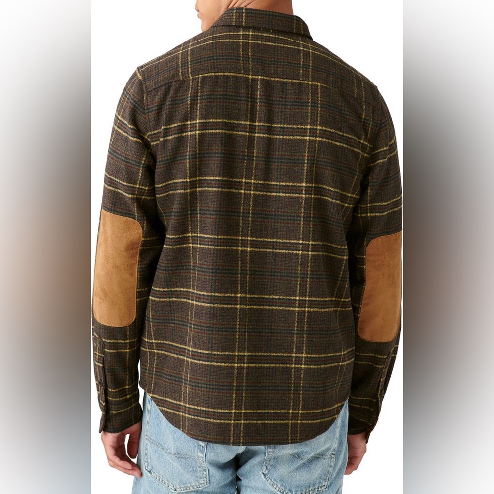 Lucky Brand Plaid Workwear Overshirt Button Down Long Sleeve Patch SMALL Wool